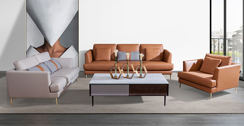 Modern Light Luxury Living Room Leather Sofa Combination 1079109