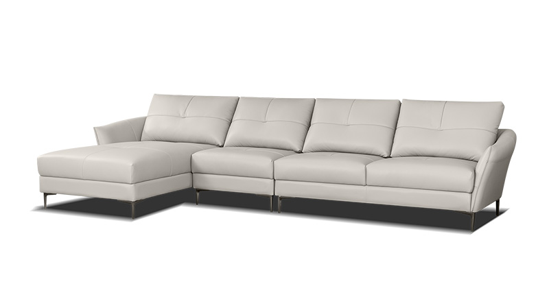 Modern Minimalist Living Room Leather Corner Sofa Combination 1079120B