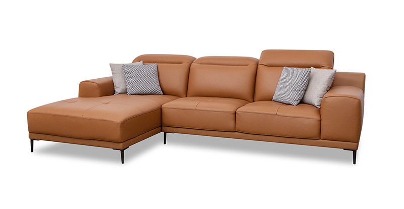 Modern Minimalist Living Room Leather Corner Sofa Combination 107939