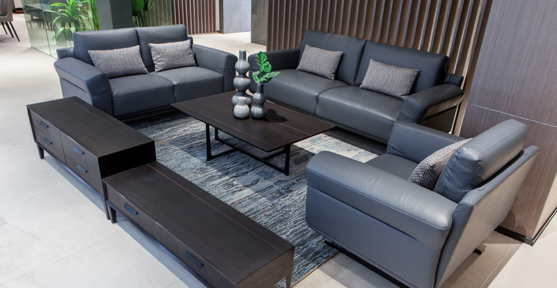 Modern Minimalist Living Room Leather High-Leg Sofa Combination 107950