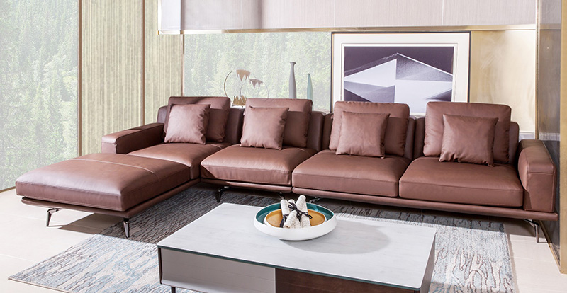 Italian Minimalist Living Room Leather Sofa Combination 620057