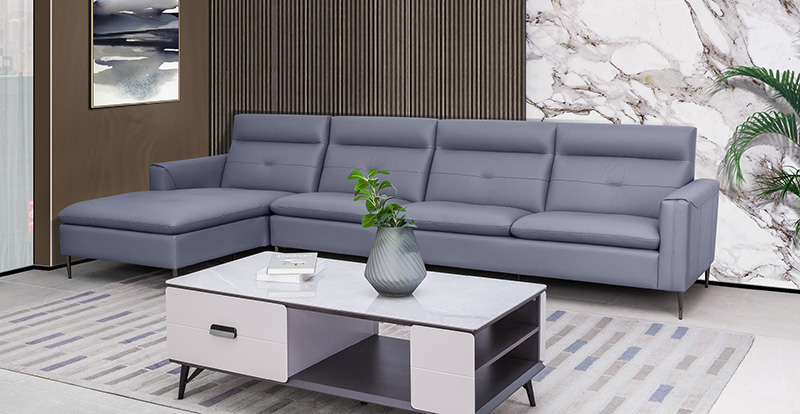 Modern Minimalist Living Room Italian Leather Sofa Combination 620077