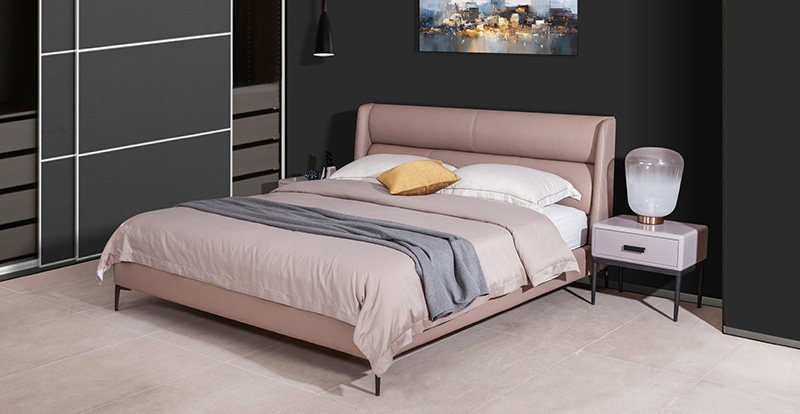 Modern Minimalist Bedroom Leather Double Leather Bed A20018