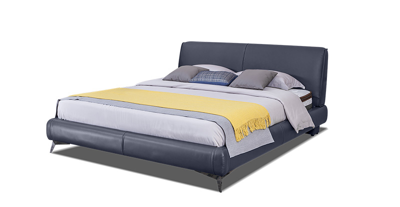 Italian Minimalist Master Bedroom Leather Double Bed A21003