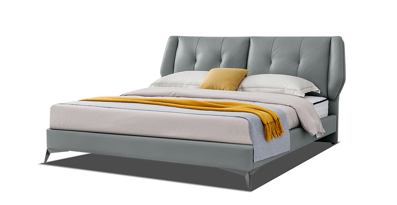 Modern Bedroom Leather Double Bed With Double Backrest A21006